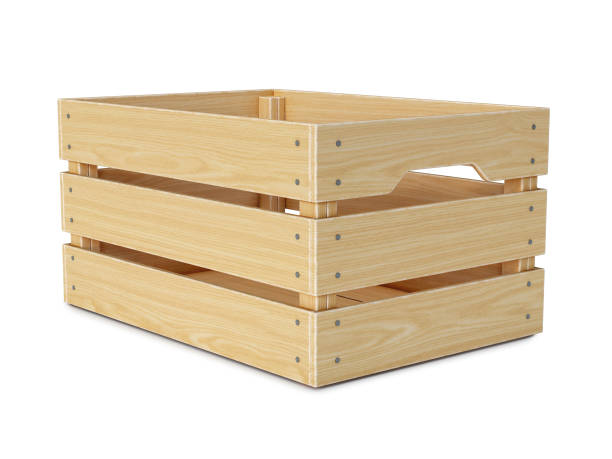 istock Wooden crate isolated on white background 969511686