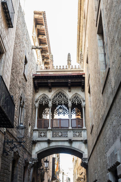 바르셀로나, 카탈로니아, 스페인에서 퐁 델 bisbe (주교 다리) - gotic 뉴스 사진 이미지