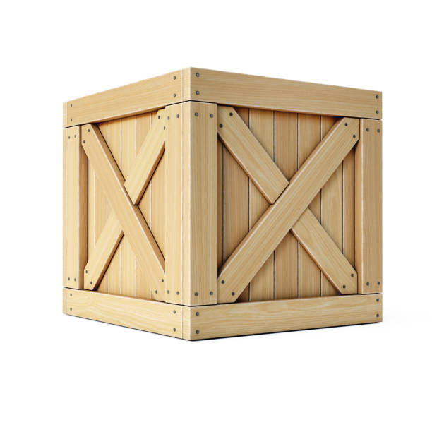istock Wooden crate, cargo box isolated on white background 969514238