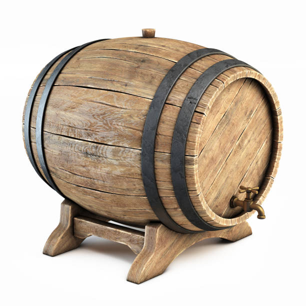 istock Wooden barrel isolated on white background, wine, beer, alcohol drink storage 969514912