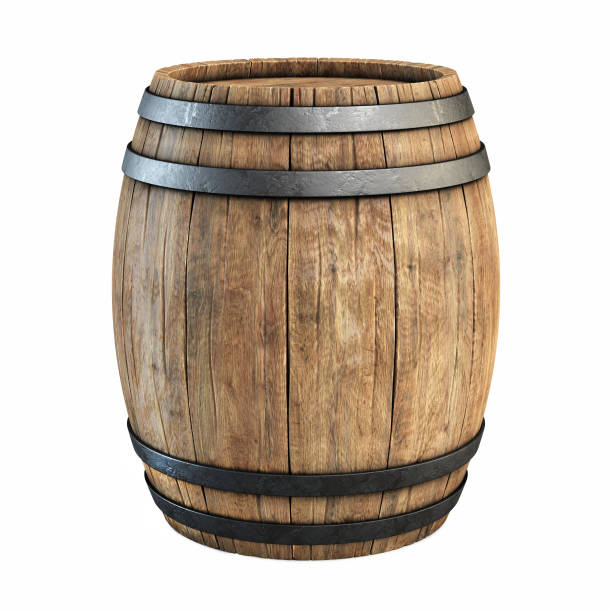 wine barrel over white background stock photo