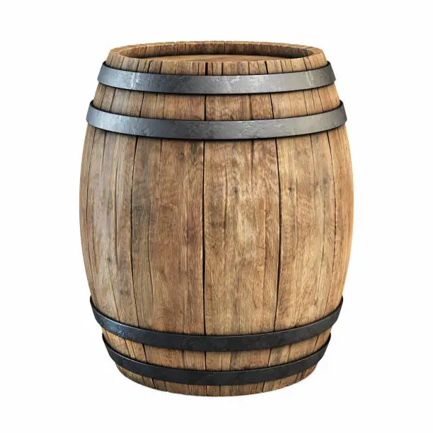 Photo of wine barrel over white background