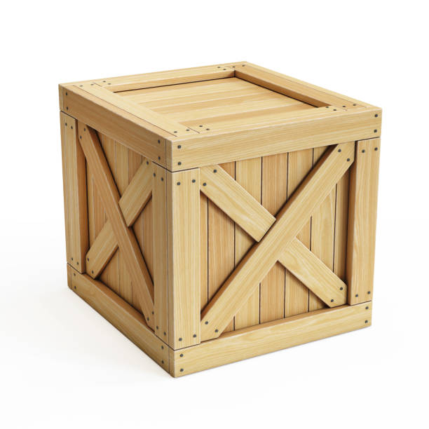 istock Wooden crate, cargo box isolated on white background 969515414
