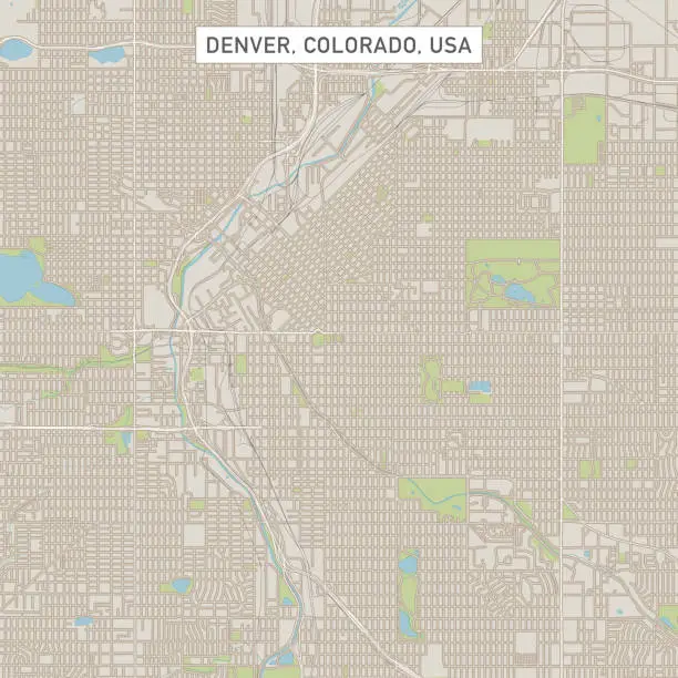 Vector illustration of Denver Colorado US City Street Map