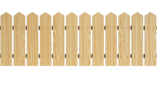 istock Seamless wooden fence isolated on white background 969515646
