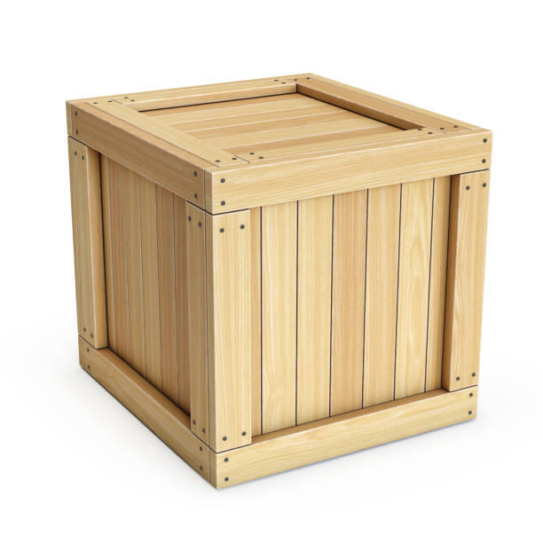 istock Wooden crate, cargo box isolated on white background 969518194