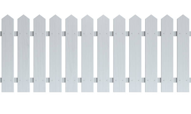 istock Seamless wooden fence isolated on white background 969518326