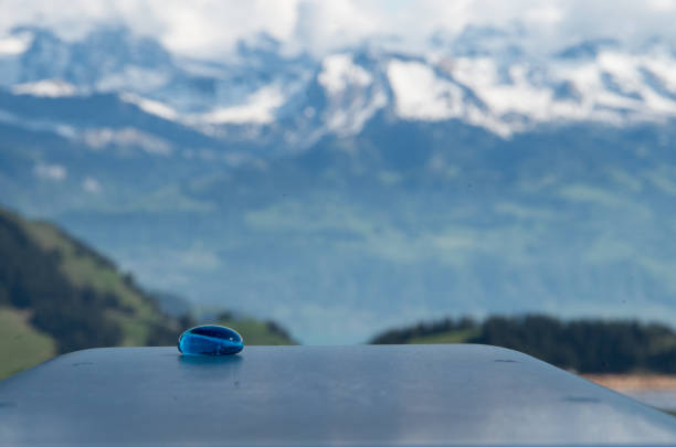 istock Blue pebble (stone) in focus with mountains in the background 969522956