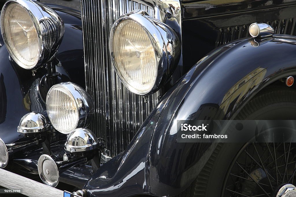 old-fashioned luxury black car  Black Color Stock Photo