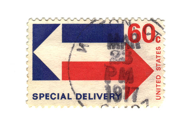 istock old postage stamp from USA special delivery 96953543