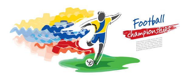 istock Football championship vector. Artistic figurative soccer character. 969542872