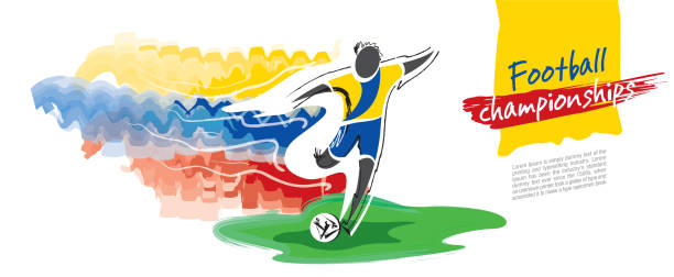 istock Football championship vector. Artistic figurative soccer character. 969543494