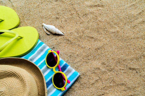 istock Beach Accessories On Table On Beach - Summer Holidays 969543622
