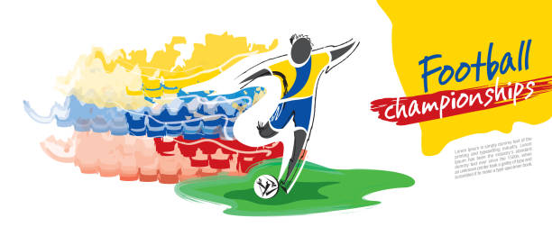 istock Football championship vector. Artistic figurative soccer character. 969545886