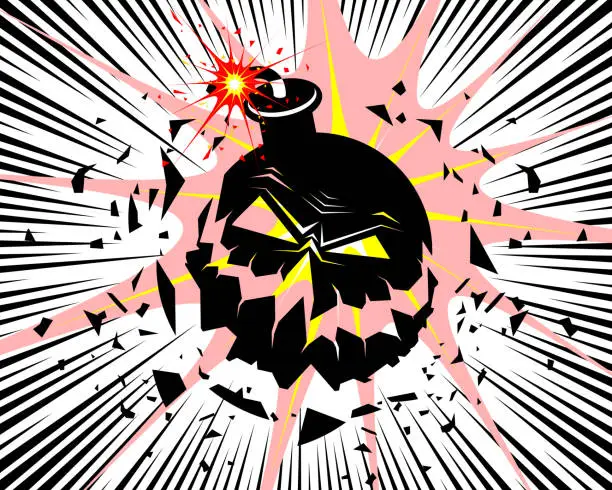 Vector illustration of Big bomb explosion