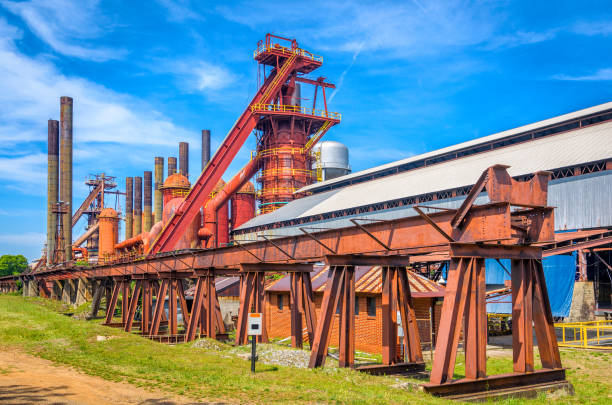 old iron factory - water tower imagens e fotografias de stock