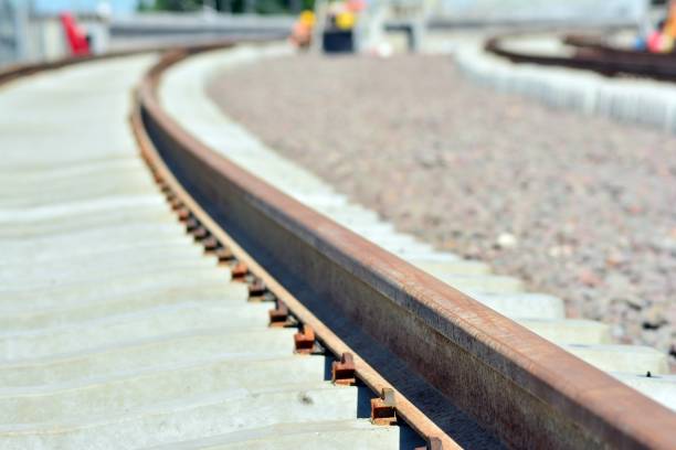 istock Railway on construction with gravel 969550186