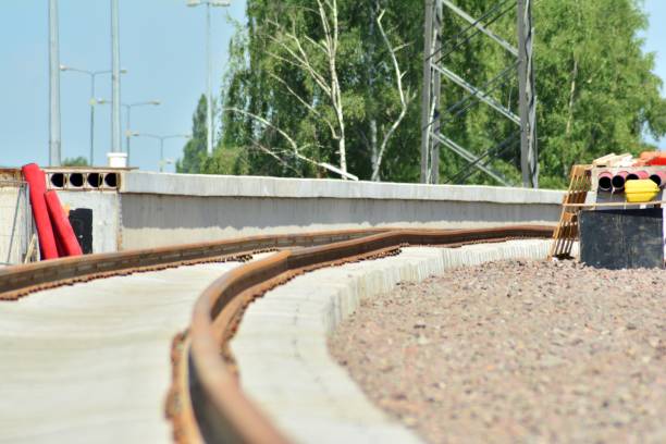 istock Railway on construction with gravel 969550488