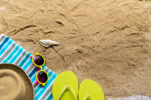 istock Beach Accessories On Table On Beach - Summer Holidays 969555280