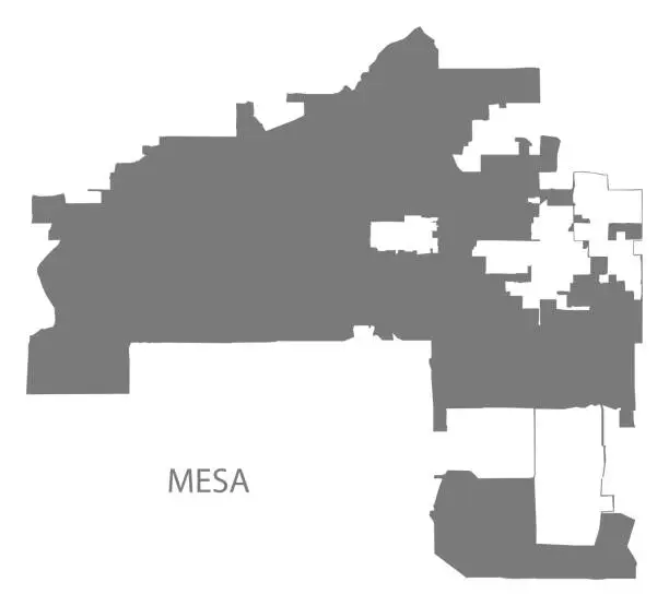 Vector illustration of Mesa Arizona city map grey illustration silhouette shape