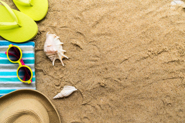 istock Beach Accessories On Table On Beach - Summer Holidays 969559724