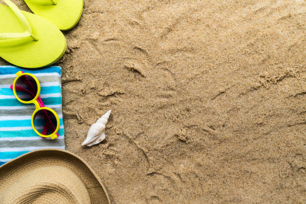 istock Beach Accessories On Table On Beach - Summer Holidays 969560146