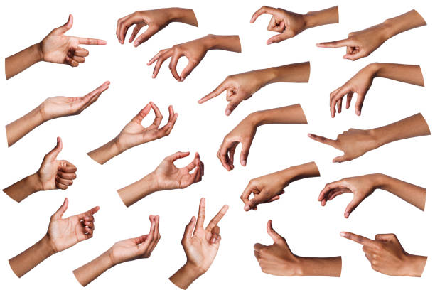istock Set of black hands making symbols isolated on white 969560466