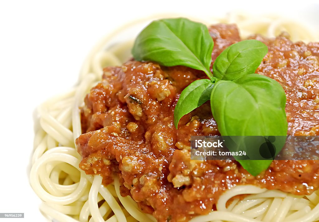 Spaghetti bolognaise - Lizenzfrei Basilikum Stock-Foto