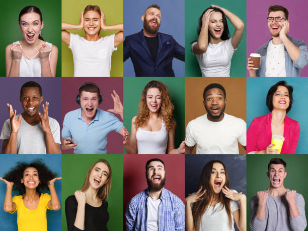 istock Set of happy diverse people at studio backgrounds 969562656