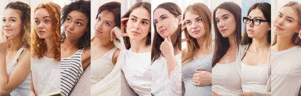 istock Set of pensive diverse young women 969563422