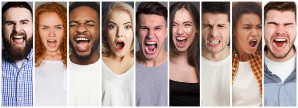 istock Collage of diverse people shouting at studio background 969563468
