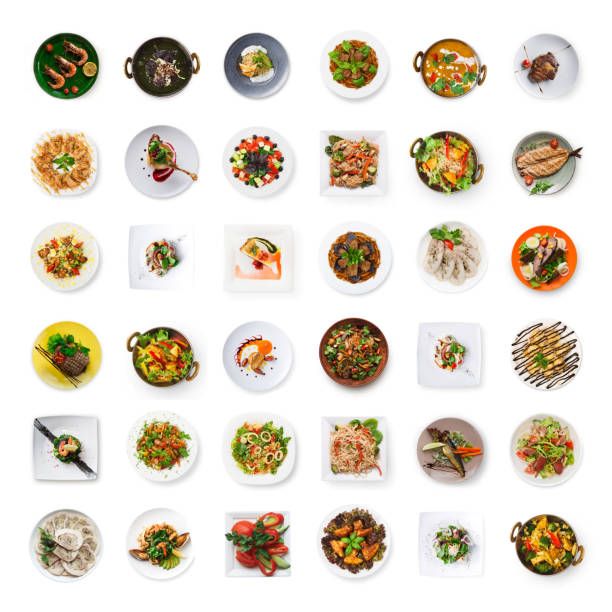 istock Collage of restaurant dishes isolated on white 969563872