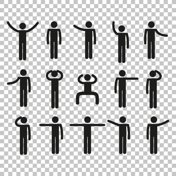 ilustrações de stock, clip art, desenhos animados e ícones de people icon set - crossing human arm silhouette men