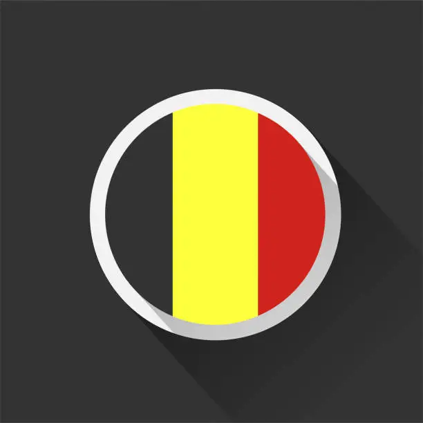 Vector illustration of Belgium national flag on dark background.