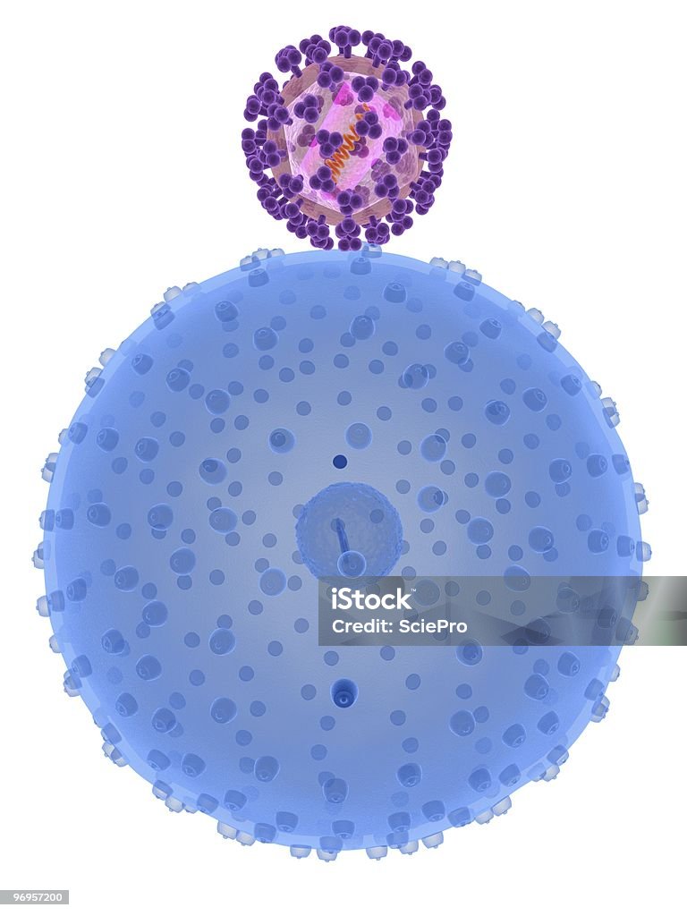 hi 바이러스 감염 셀 - 로열티 프리 0명 스톡 사진