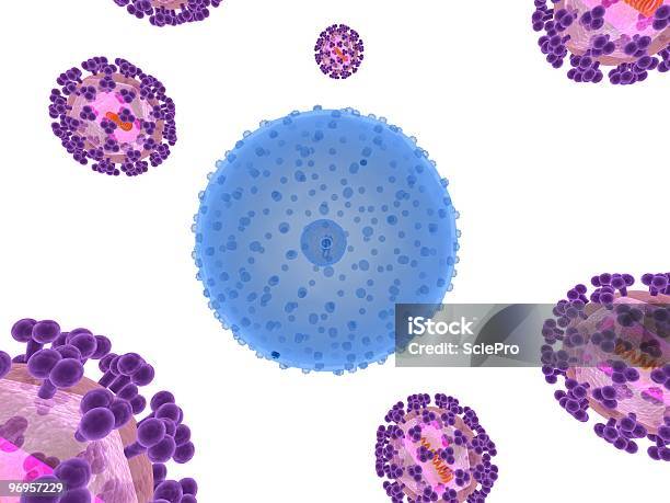 Hivirus Einerseits Zelle Stockfoto und mehr Bilder von AIDS - AIDS, Ansteckende Krankheit, Biologie