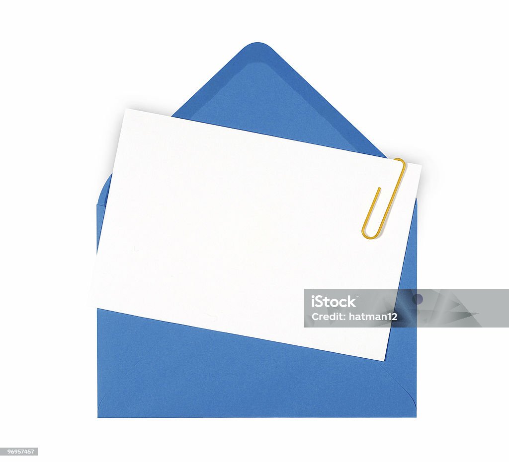 Blank message ou une invitation carte avec enveloppe bleu - Photo de Bleu libre de droits