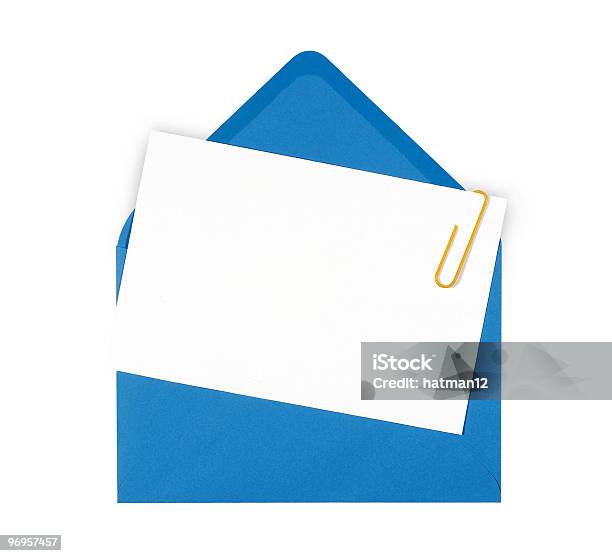 Photo libre de droit de Blank Message Ou Une Invitation Carte Avec Enveloppe Bleu banque d'images et plus d'images libres de droit de Bleu