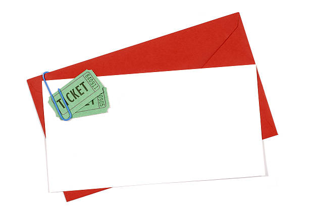 istock Red envelope with green theater tickets 96957482