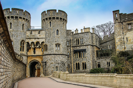 historical walls around London tower at england UK