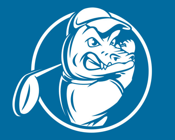 Aligator Crocodile Golf Sport Mascot Character Emblem Team Game Club vector art illustration