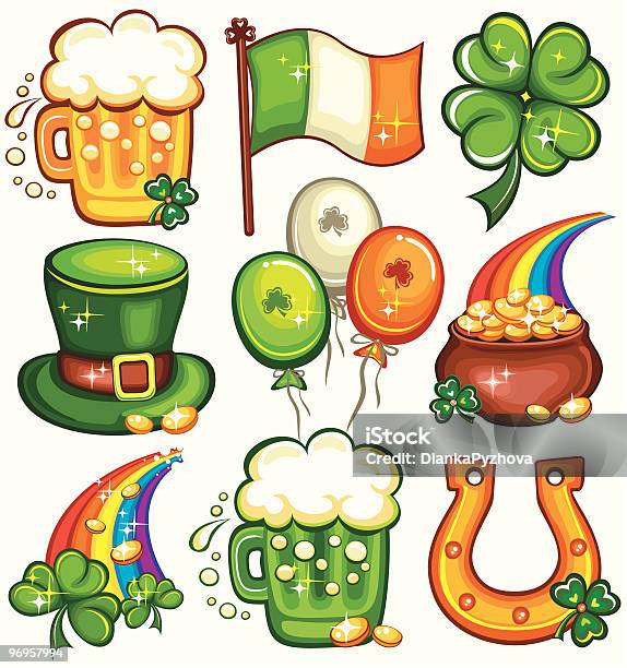 St Patricks Day Icon Set Stock Illustration - Download Image Now - St. Patrick's Day, Icon, Alcohol - Drink