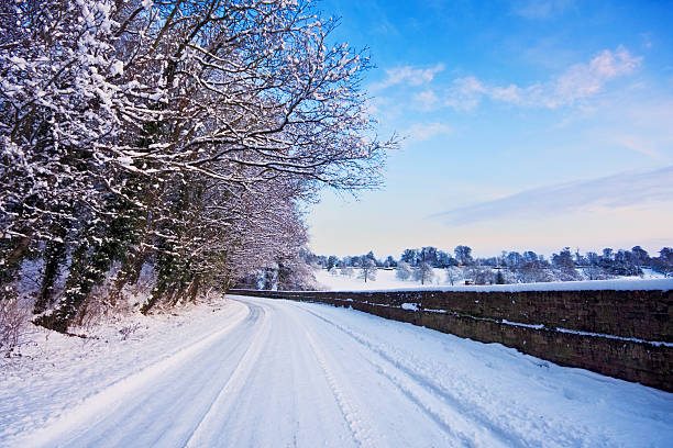 istock Corner of a rural road covered with snow 96958082
