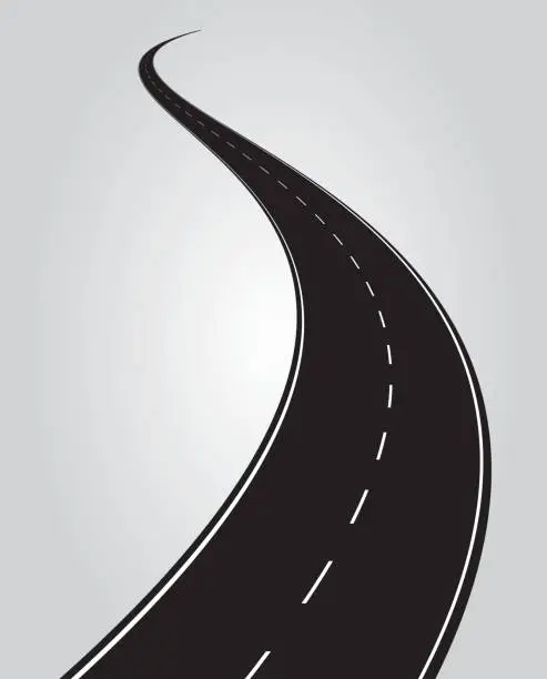 Vector illustration of Curved road