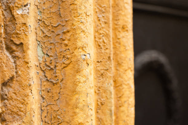istock Cracked painted old wall detail, close-up textured background 969599970
