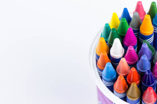 istock Colorful crayons in cup,white background,close up 969613788