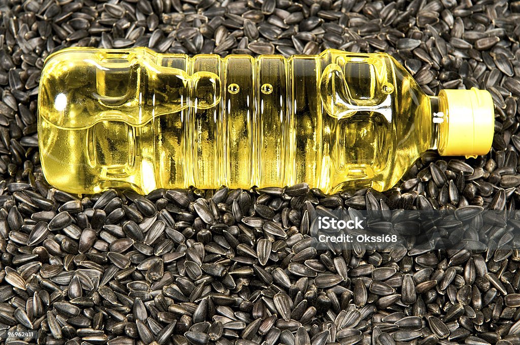 Sunflower-seed oil.  Bottle Stock Photo