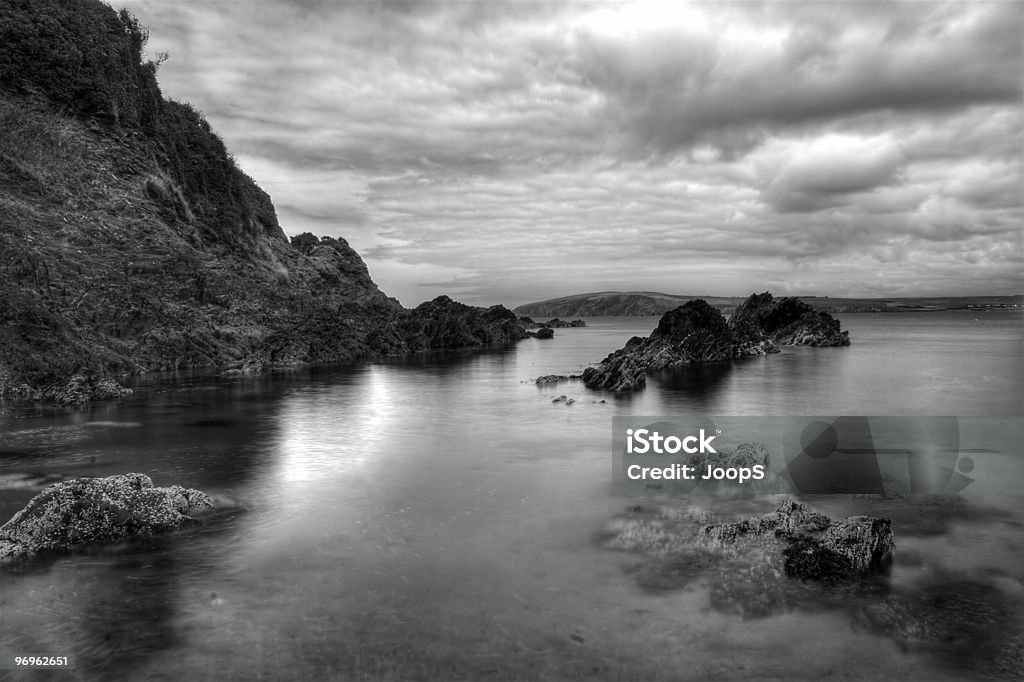 Rocky beach in black and white  Awe Stock Photo