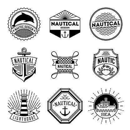 Simple Mono Lines Logos Collection. Nautical Design Brands.
