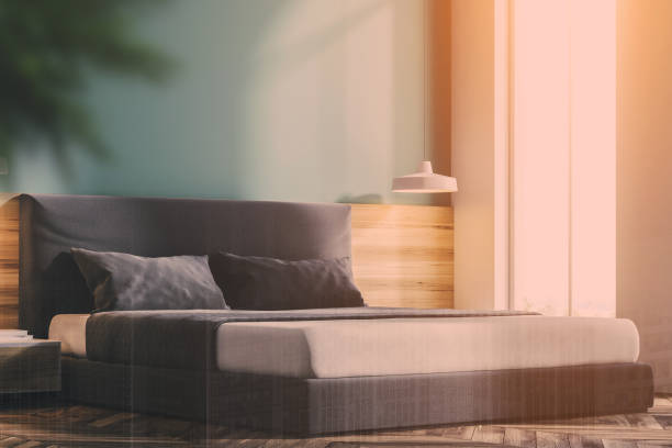 istock Green bedroom interior, side view close up toned 969645576